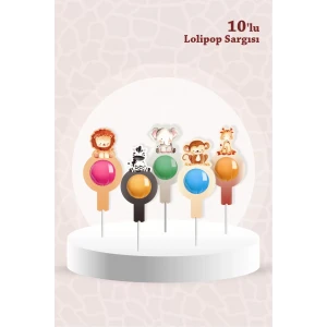 Safari Pastel Temalı Lolipop Sargısı 10lu
