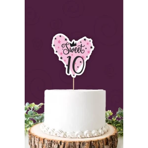 Sweet 10 pembe-siyah Pasta Süsü *Kalın Kağıt