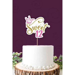 Sweet 12 pembe-gold Pasta Süsü *Kalın Kağıt