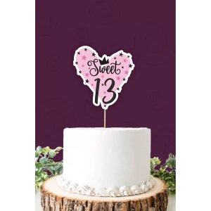 Sweet 13 pembe-siyah Pasta Süsü *Kalın Kağıt