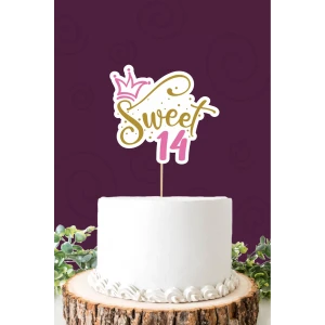 Sweet 14 pembe-gold Pasta Süsü *Kalın Kağıt