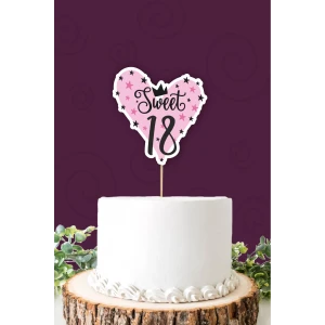 Sweet 18 pembe-siyah Pasta Süsü *Kalın Kağıt