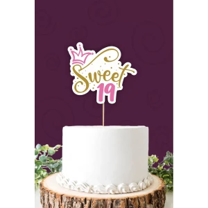 Sweet 19 pembe-gold Pasta Süsü *Kalın Kağıt