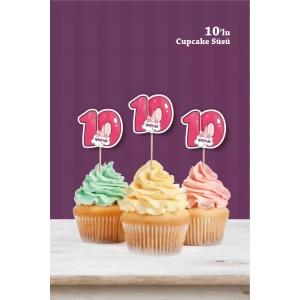 Unicorn Temalı * 10 (on) Yaşında Cupcake Süsü 10lu