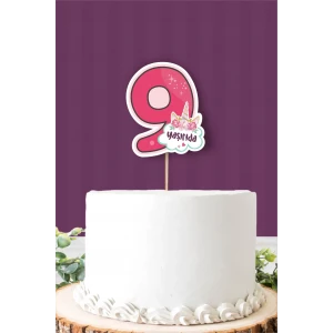 Unicorn Temalı 9 Yaşında (dokuz) Pasta Süsü *Kalın Kağıt