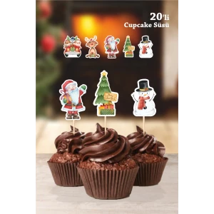 Yılbaşı Christmas Cupcake Süsü 20li