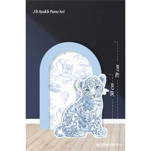 2li Ayaklı Pano Seti Safari Mavi, Leopar / 70 cm - 50 cm