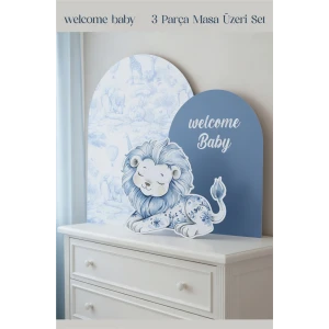 Safari Aslan welcome Baby 3 Parça Masa Üzeri Pano Set
