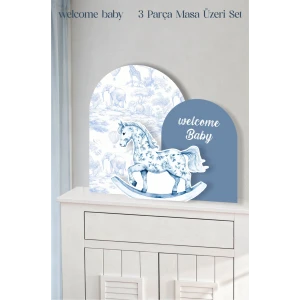 Safari Sallanan At welcome Baby 3 Parça Masa Üzeri Ayaklı Pano Set