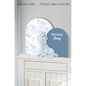 Safari Zürafa welcome Baby 3 Parça Masa Üzeri Ayaklı Pano Set