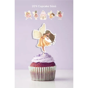 Peri Kızı Temalı Doğum Günü Kürdanlı Cupcake Süsü 20li