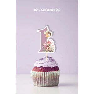 Peri Kızı Temalı 1 Yaşında Cupcake Süsü 10lu