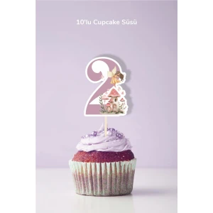 Peri Kızı Temalı 2 Yaşında Cupcake Süsü 10lu