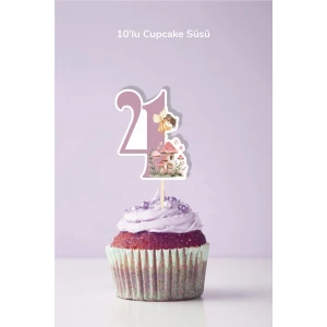 Peri Kızı Temalı 4 Yaşında Cupcake Süsü 10lu