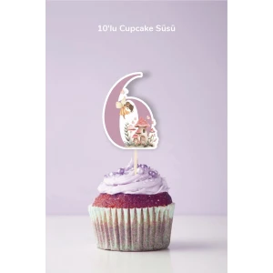 Peri Kızı Temalı 6 Yaşında Cupcake Süsü 10lu