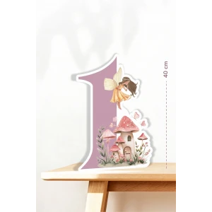 Peri Kızı Temalı 1 Yaş Ayaklı Rakam Pano - 1 Yaş (40 cm)