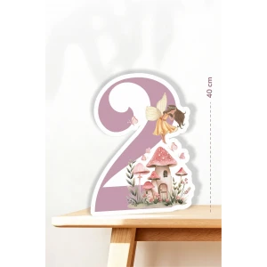 Peri Kızı Temalı 2 Yaş Ayaklı Rakam Pano - 2 Yaş (40 cm)