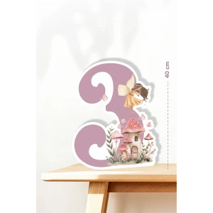 Peri Kızı Temalı 3 Yaş Ayaklı Rakam Pano - 3 Yaş (40 cm)