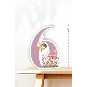 Peri Kızı Temalı 6 Yaş Ayaklı Rakam Pano - 6 Yaş (40 cm)