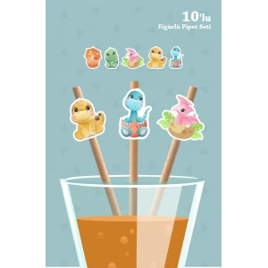 Baby Dinozor Temalı 10lu Figürlü Pipet Seti