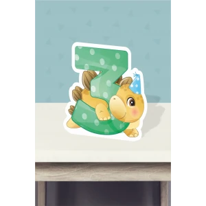Baby Dinozor Temalı Ayaklı Rakam Panosu - 3 Yaş (40 cm)