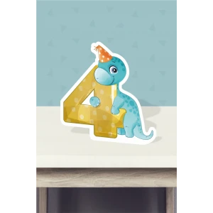 Baby Dinozor Temalı Ayaklı Rakam Panosu - 4 Yaş (40 cm)