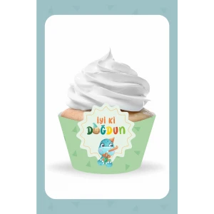 Baby Dinozor Temalı Cupcake Sargısı 8li