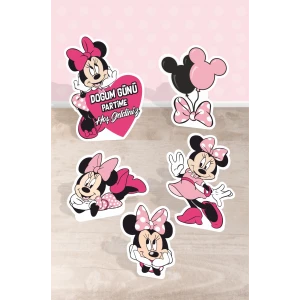 Minnie Mouse Pink Temalı Doğum günü * Ayaklı Pano Seti