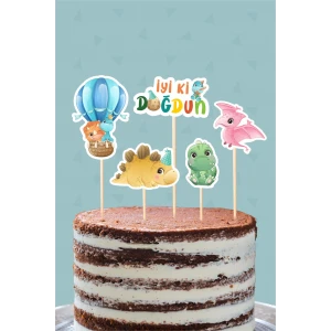 Baby Dinozor Temalı Pasta Süsü Seti