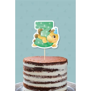 Baby Dinozor Teması 3 Yaşında Pasta Süsü *Kalın Kağıt