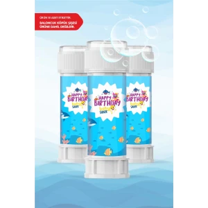 Baby Shark Temalı - 18 Adet Köpük Baloncuk Etiketi