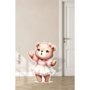 Beyaz Tütülü Ayakta Sevimli Ayıcık Temalı - 50 cm Ayaklı Pano