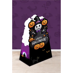 Cadılar Bayramı Halloween Teması Piramit Kutu - Mini Hediyelik ( Anahtarlık, Mini Oyuncak, Şeker) 13x7x5cm *8li Paket
