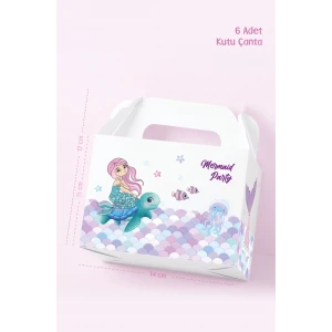 Deniz Kızı Teması Kutu Çanta Postacı 14x17 cm *6lı Paket