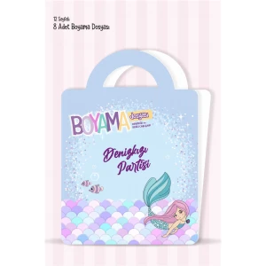 Denizkızı Temalı - Boyama Dosyası Doğum Günü Parti Seti Hediyesi 15x21cm 8li Paket