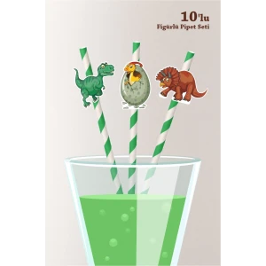 Dinazor Temalı 10lu Figürlü Pipet Seti