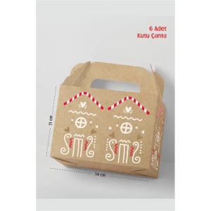 Yılbaşı Çanta Kutu Kurabiye Ev Kutu Çanta Postacı 14x17 cm *6lı Paket