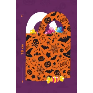 Halloween Turuncu Siyah Çanta 18x10 cm *8li Paket