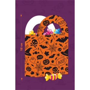 Halloween Turuncu Siyah Mini Çanta 12x7 cm 8li Paket