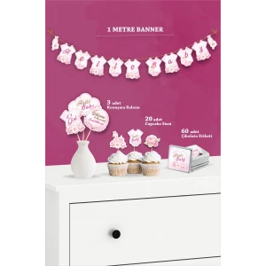 Hello Baby Kuğu Temalı - Hoşgeldin Kız Bebek Parti Seti