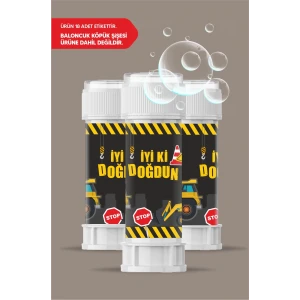 İş Makinaları Temalı Doğum Günü * 18 Adet Köpük Baloncuk Etiketi