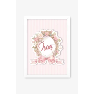 İsme Özel Flowers Frame Beyaz Çerçeve 30x40 cm Tablo, Hastane Odası Kapı Süsü, Çocuk Odası, Dekorasyon