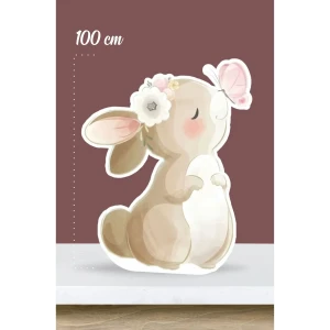 Kelebekli Tavşan Temalı - 100 cm Ayaklı Pano