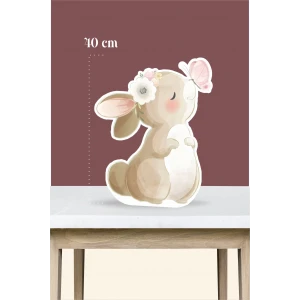 Kelebekli Tavşan Temalı - 40 cm Ayaklı Pano