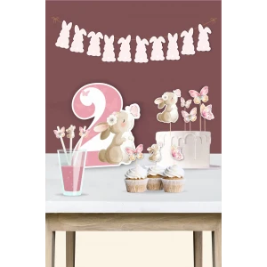 Kelebekli Tavşan Teması 2 Yaş Doğum Günü Seti