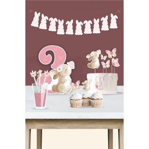 Kelebekli Tavşan Teması 3 Yaş Doğum Günü Seti