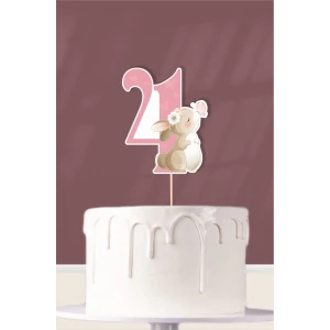 Kelebekli Tavşan Teması 4 Yaşında (dört) Pasta Süsü *Kalın Kağıt
