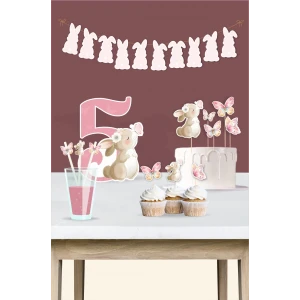 Kelebekli Tavşan Teması 5 Yaş Doğum Günü Seti