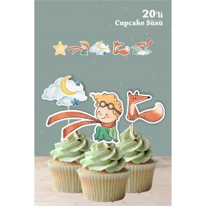 Küçük Prens Temalı Cupcake Süsü 20li