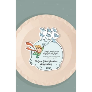 Küçük Prens Temalı Doğum Günü Seti Tabak Sticker (Etiket) 15li
